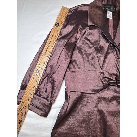 Alex Evenings Womens Large Purple Wrap Jacket Blazer Blouse With Bow Tie Accent - Picture 10 of 15